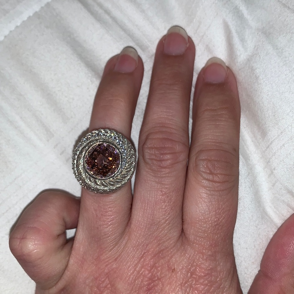 Purple Stone and Silver Rope Ring